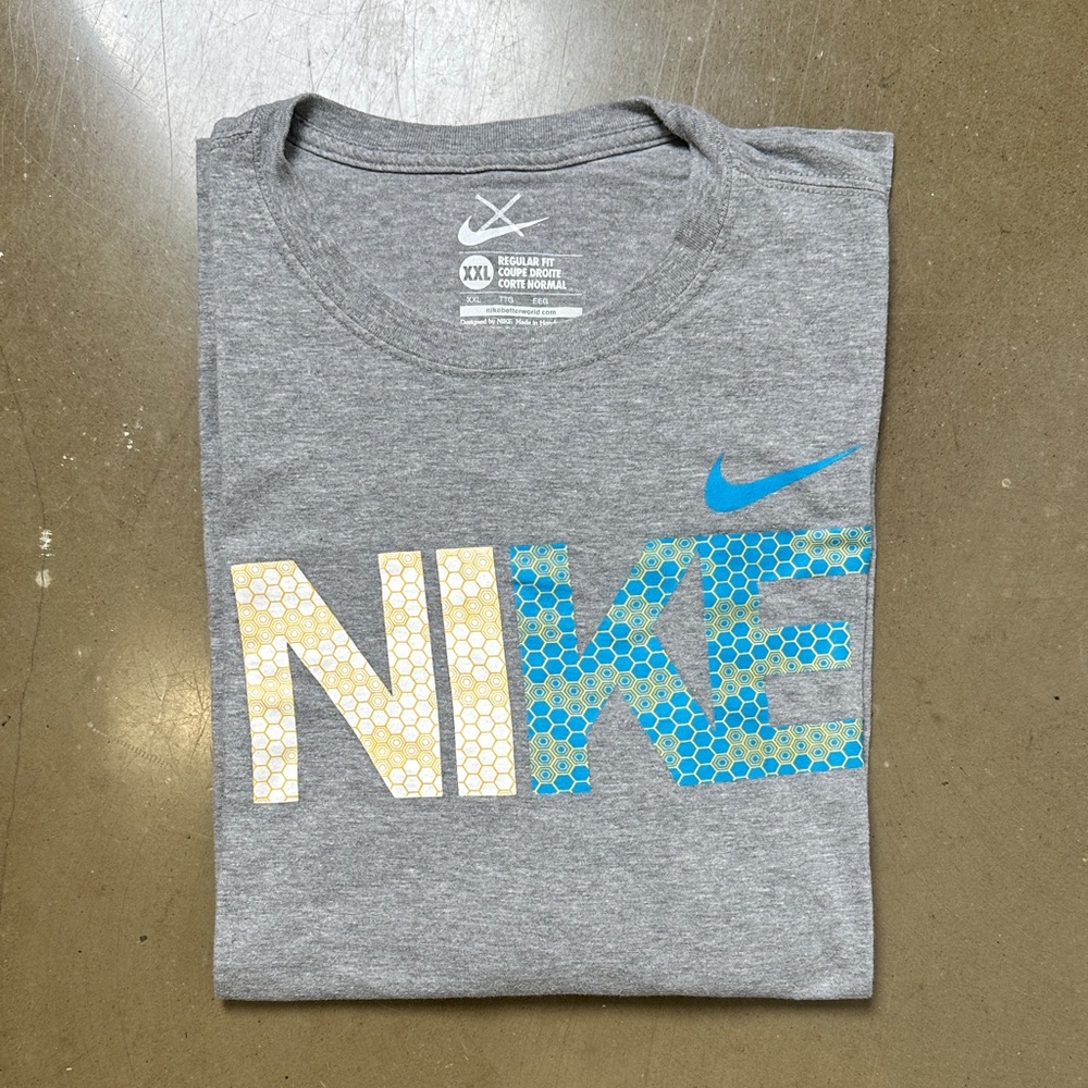 Nike Grey Tee with Yellow & Blue NIKE Graphic